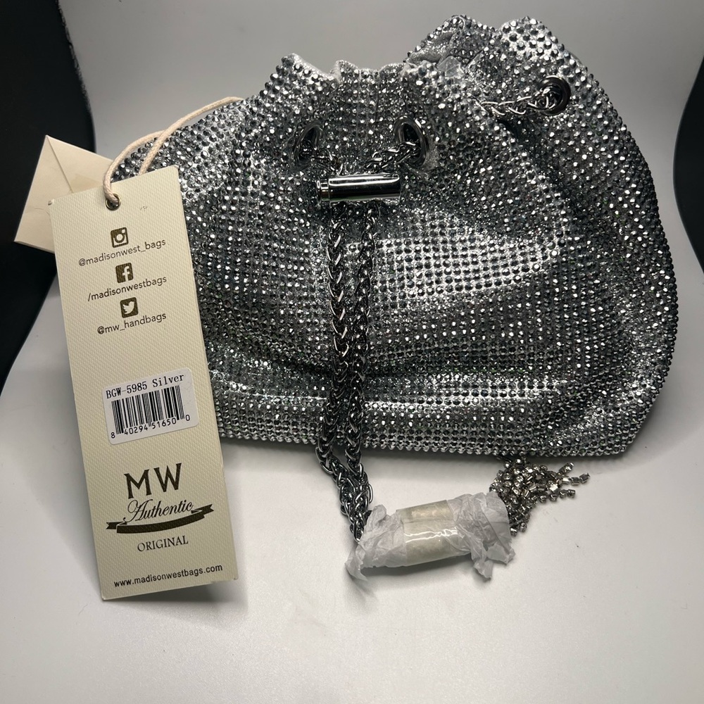 NWT Madison West silver jeweled purse!